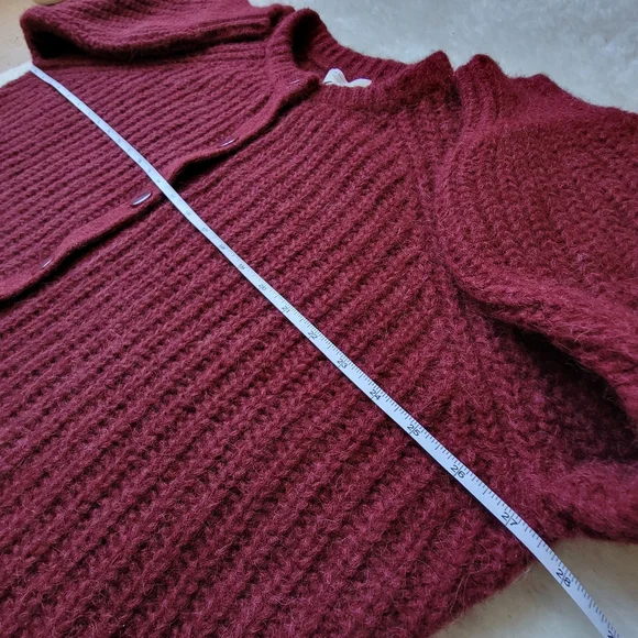 (sold) Sezane Emile Alpaca + Wool 🐑❤️🦙 Cardigan, Burgundy Large - Picture 7 of 12